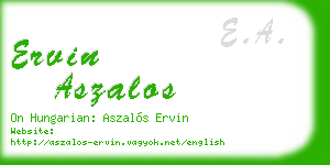 ervin aszalos business card